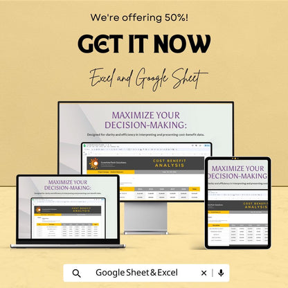 Cost Benefit Analysis Template | Excel & Google Sheets Financial Decision Tool | ROI and Project Evaluation Spreadsheet
