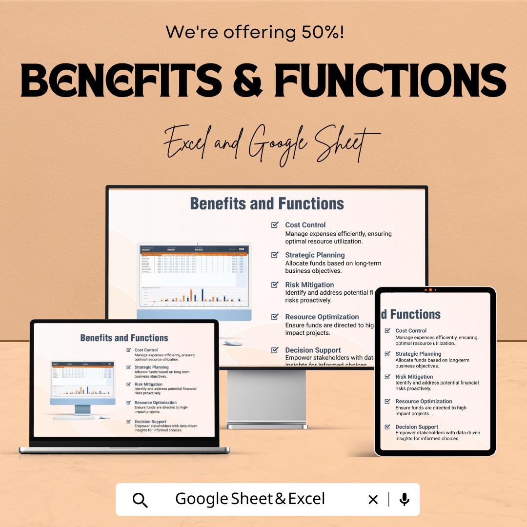 Finance Capital Expenditure Budgeting Sheet | Excel & Google Sheets Template for Budget Planning | Capital Expenditure Tracker