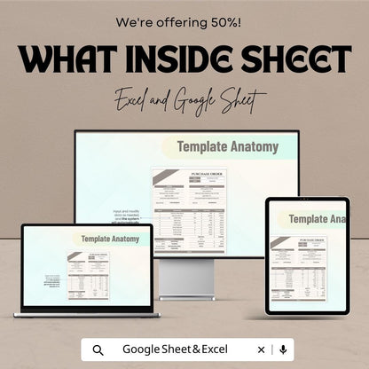 Basic Purchase Order Sheet - Excel & Google Sheets | Simple Ordering System | Easy Purchase Tracking
