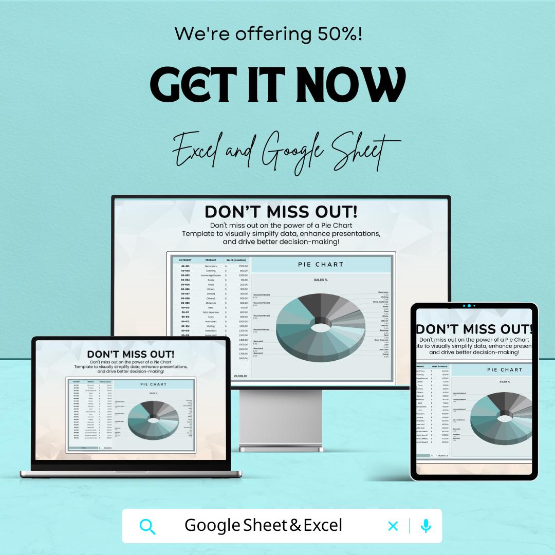 Pie Chart Template | Excel & Google Sheets | Sales Data Analysis Chart | Visualize Data with Pie Graph | Monthly Sales Tracking Tool