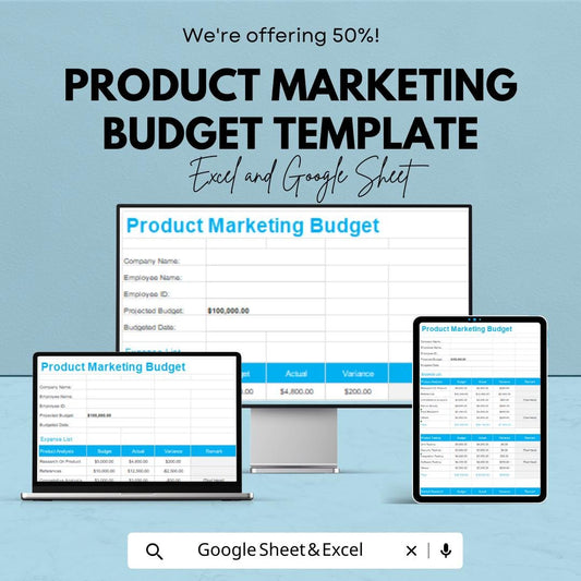 Product Marketing Budget Template | Excel & Google Sheets | Marketing Budget Planner | Business Budget Spreadsheet | Editable Marketing