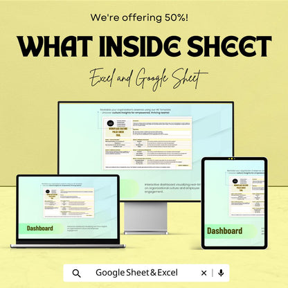 Workplace Culture Pulse Check Tool | HR Survey Template Excel & Google Sheets | Employee Engagement and Feedback Form