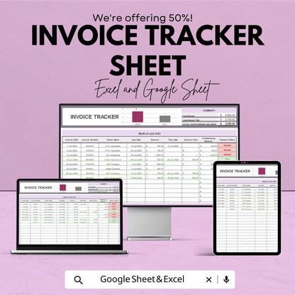 Invoice Tracker Sheet for Google Sheets – Professional Invoice Management Template – Track Payments, Due Dates, and Outstanding Balances