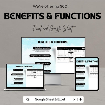 E-commerce Marketing Budget Template | Marketing Budget Planner | Marketing Expense Tracker | Excel & Google Sheets Template |