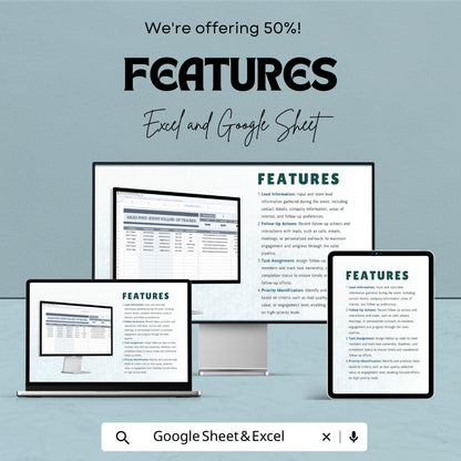 Sales Post-Event Follow-Up Tracker Template | Excel & Google Sheets Lead Management Tool | Sales Follow-Up Dashboard