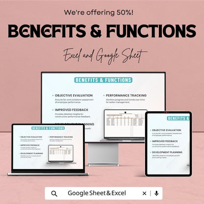 Operations Performance Appraisal Template | Employee Evaluation Matrix | KPI Performance Review Tracker | Excel & Google Sheets |