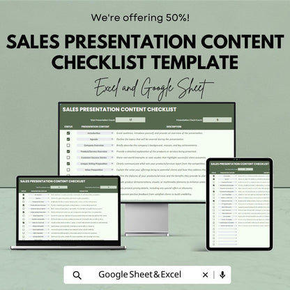 Sales Presentation Content Checklist Template | Sales Pitch Planner | Presentation Planning Tool | Sales Meeting Checklist