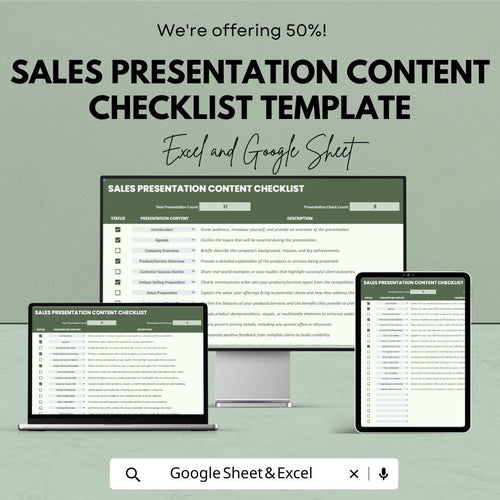 Sales Presentation Content Checklist Template | Sales Pitch Planner | Presentation Planning Tool | Sales Meeting Checklist