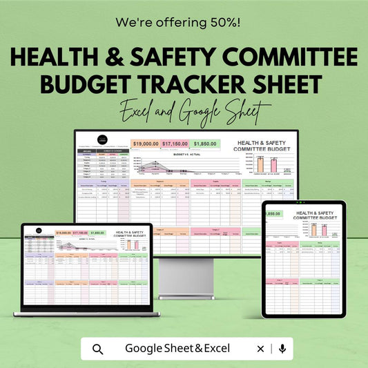 Health & Safety Committee Budget Tracker Sheet | Excel and Google Sheets | Workplace Safety Budget Planner Template