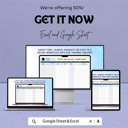 Employee Health and Safety Training Tracker | HR Safety Training Template | Excel & Google Sheets | Employee Compliance Record