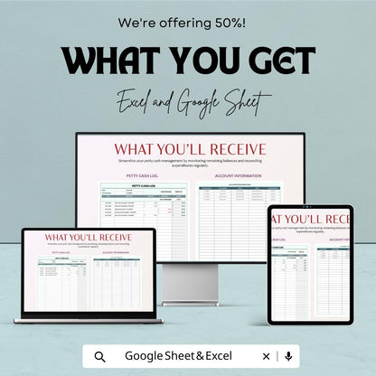Petty Cash Log Sheet | Google Sheets Template | Business Expense Tracker | Cash Flow Sheet | Printable Cash Ledger | Digital Download