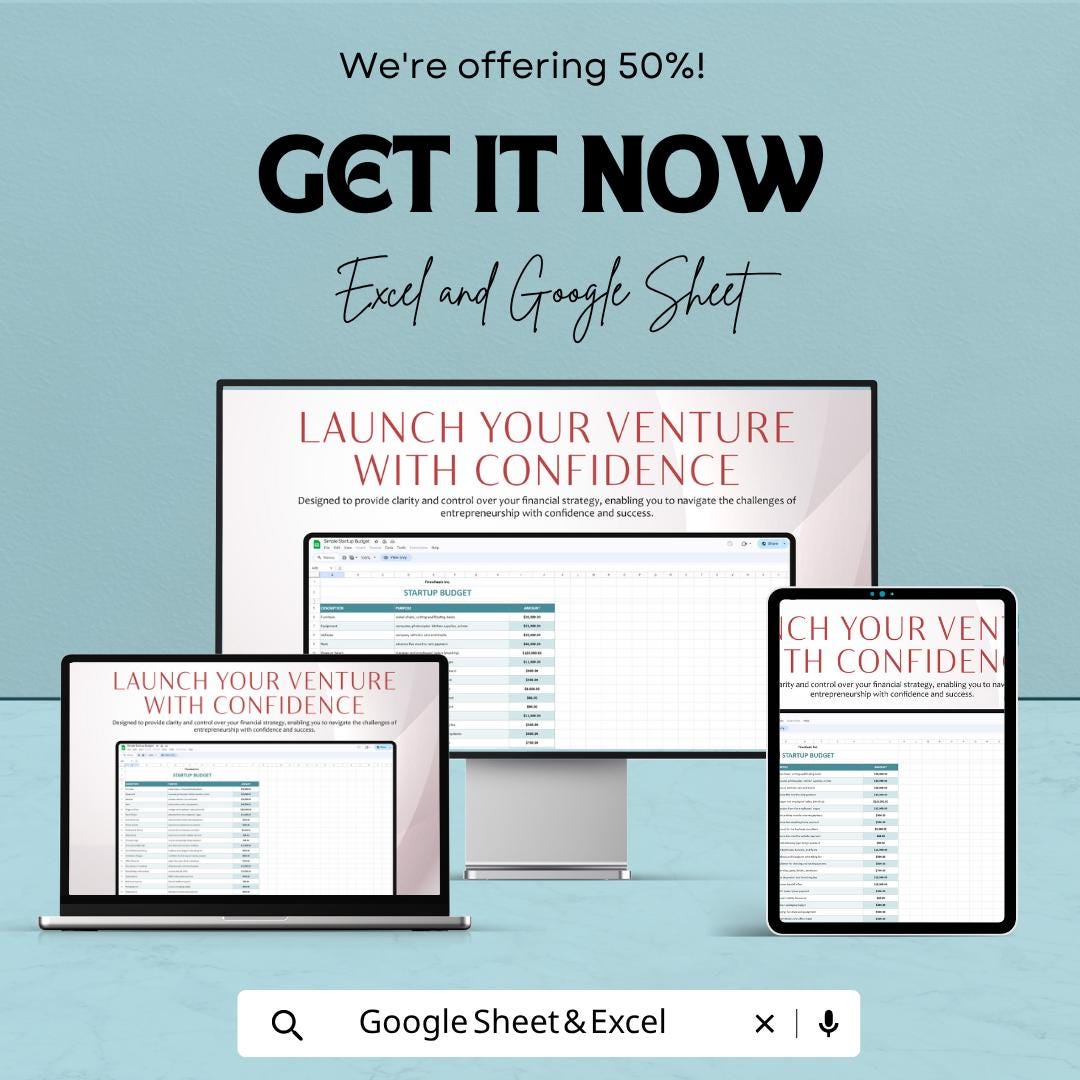 Startup Budget Template Excel Google Sheets | Small Business Budget Planner | Startup Cost Tracker Spreadsheet | Business Financial Planning