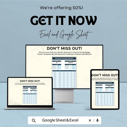 Mortgage Tracker Template | Loan Amortization Schedule | Home Loan Calculator | Payment Tracker Spreadsheet | Finance Planner