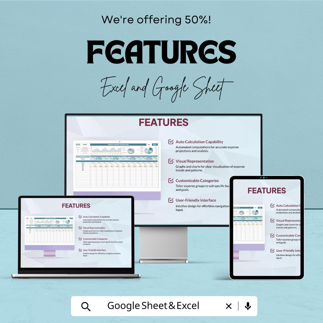 Financial Expense Forecasting Sheet | Excel and Google Sheets Template | Budgeting, Expense Tracking & Forecasting Tool