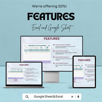 Financial Expense Forecasting Sheet | Excel and Google Sheets Template | Budgeting, Expense Tracking & Forecasting Tool