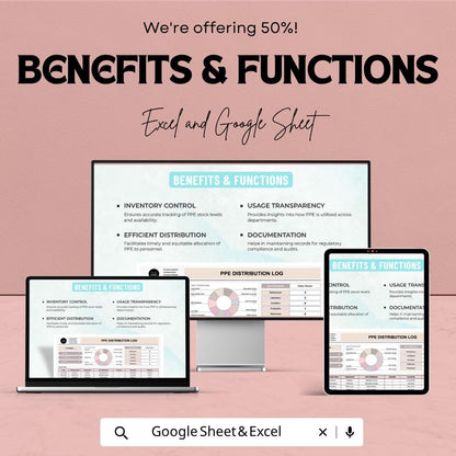 PPE Distribution Log Template | Safety Equipment Tracking Sheet | PPE Inventory Tracker | Excel & Google Sheets | Employee PPE Record Log