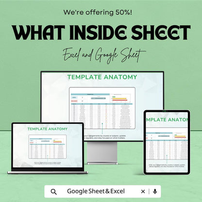 Multiple Assignment Template | Assignment Tracker Spreadsheet | Student Homework Planner | Excel & Google Sheets | Study Organizer Sheet