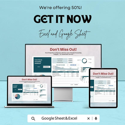 Cost of Goods (COG) Forecasting Sheet | Excel and Google Sheet | 50% OFF | Budgeting & Financial Planning Template