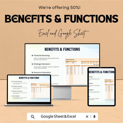 Sales Commission Forecast Model Template | Excel & Google Sheets Commission Calculator | Sales Earnings Forecast | Rep Commission Tracker
