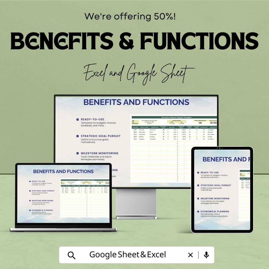 Inventory Report Template Excel, Stock Report Spreadsheet, Inventory Summary Dashboard, Product Inventory Log, Google Sheets Tracker