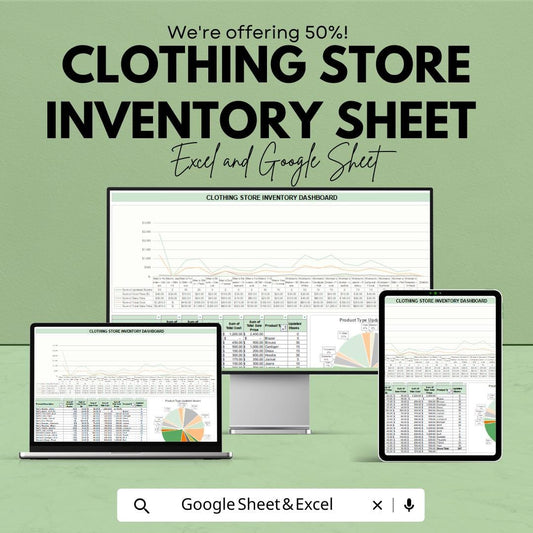 Clothing Store Inventory Sheet | Excel and Google Sheet Template for Stock Management | Inventory Dashboard & Features