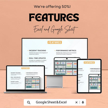 Incident Management Dashboard | Excel & Google Sheets | Operations Log Tracker | Incident Report Sheet | Real-Time Metrics Template