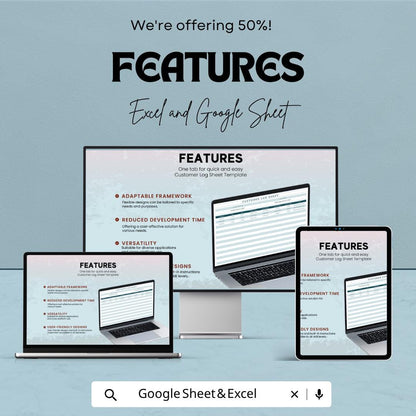 Customer Log Sheet Template | Customer Tracker Spreadsheet | Client Management Template | Excel & Google Sheets | CRM Organizer Sheet |