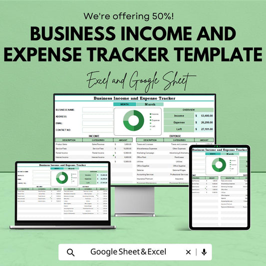 Business Income and Expense Tracker Template | Excel & Google Sheets | Small Business Finance, Monthly Income Expense Spreadsheet