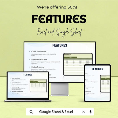 Sales Incentive Claim Log Template | Incentive Tracking Spreadsheet | Commission Claim Tracker | Excel & Google Sheets