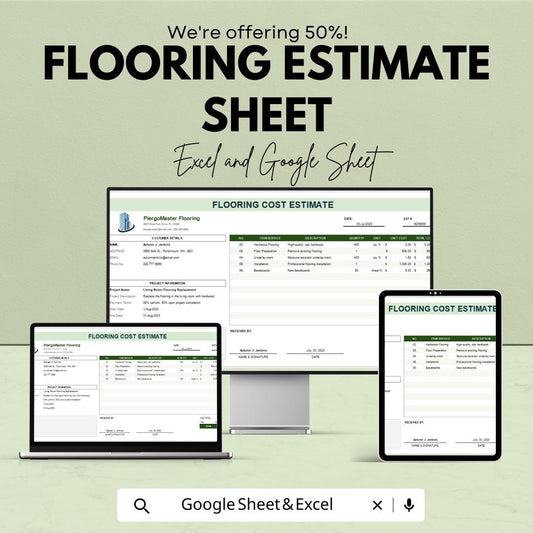 Flooring Estimate Sheet – Excel & Google Sheets Template for Cost Estimation, Flooring Pricing, and Project Quotes