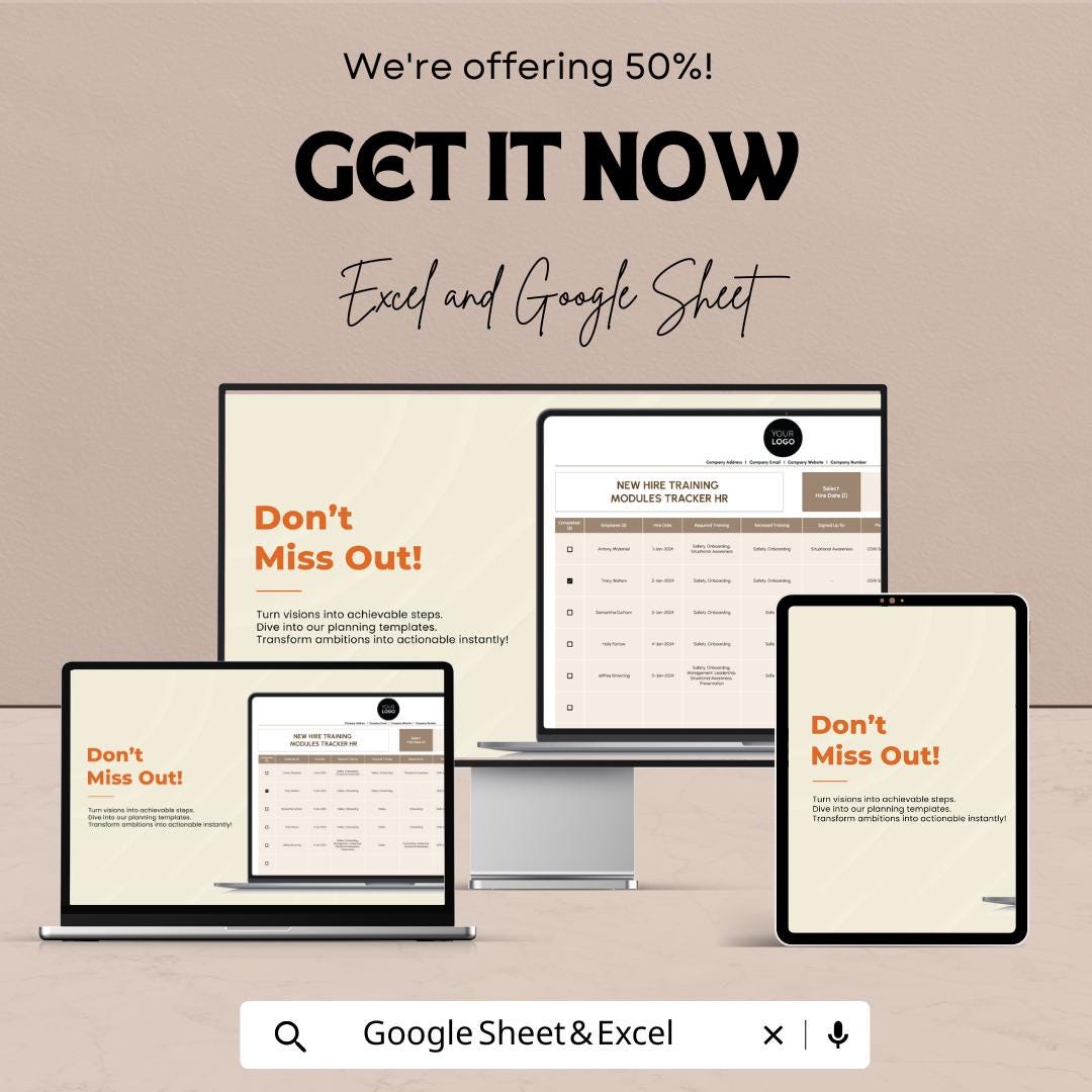 New Hire Training Modules Tracker HR Template | Employee Onboarding Checklist | Training Log Spreadsheet | Excel & Google Sheets