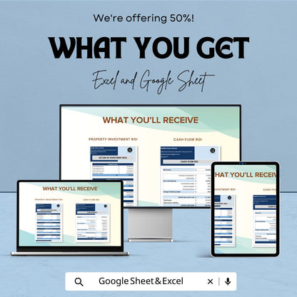 Property Investment ROI Template, Real Estate ROI Calculator, Excel & Google Sheets Investment Tracker, Rental Property Analysis Spreadsheet