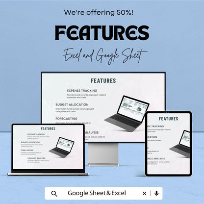 Project Budget Sheet | Excel and Google Sheets Template | Expense Tracker | Budget Forecast & Allocation Tool | Editable Financial Planner