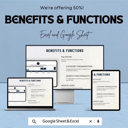 Administration File Location Directory Template, Excel & Google Sheets File Tracker, Office File Index, Document Management Spreadsheet