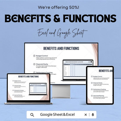 50% OFF - Email Marketing Budget Allocator Sheet - Excel & Google Sheets | Manage and Track Email Marketing Budgets | Customizable |