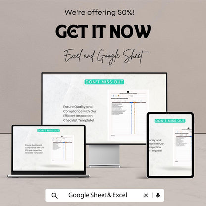 Operations Product Inspection Checklist Template | Quality Control Checklist | Excel & Google Sheets