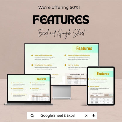 Accounting Cash Book Template | Simple Cashbook Tracker | Income & Expense Spreadsheet | Small Business Finance Template