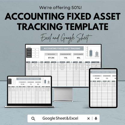 Accounting Fixed Asset Tracking Template | Asset Registry and Depreciation Sheet | Asset Management Log | Maintenance & Location Tracker