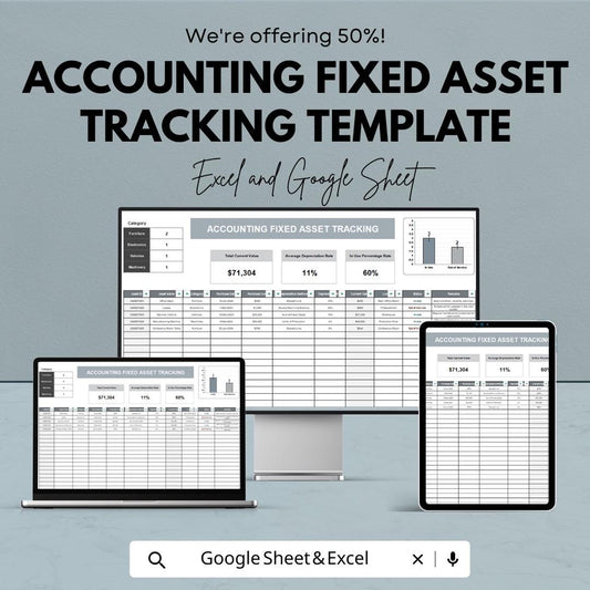 Accounting Fixed Asset Tracking Template | Asset Registry and Depreciation Sheet | Asset Management Log | Maintenance & Location Tracker