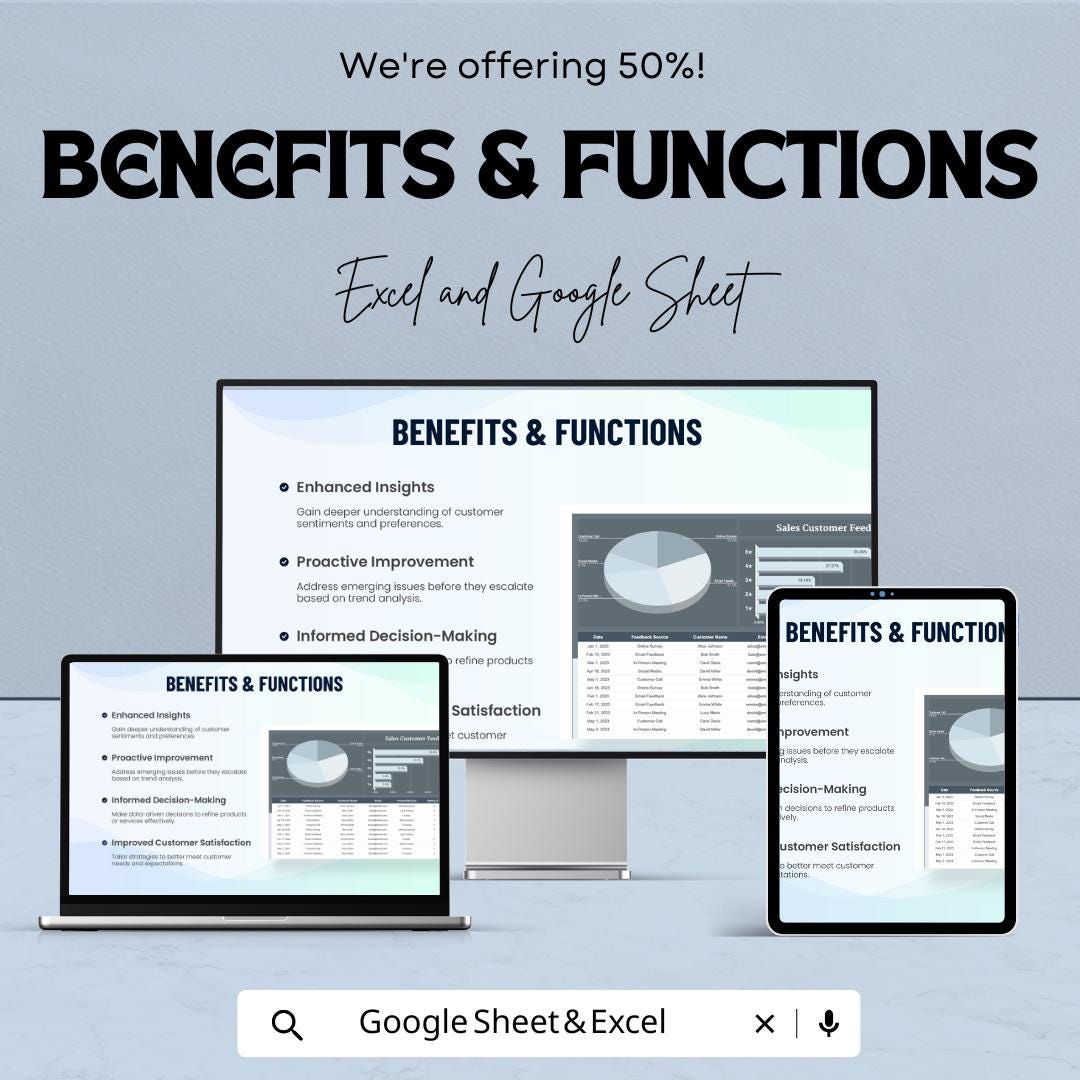 Sales Customer Feedback Trend Analysis Sheet | Google Sheet Template | Track Customer Feedback, Trends, and Insights | Data Analysis Tool