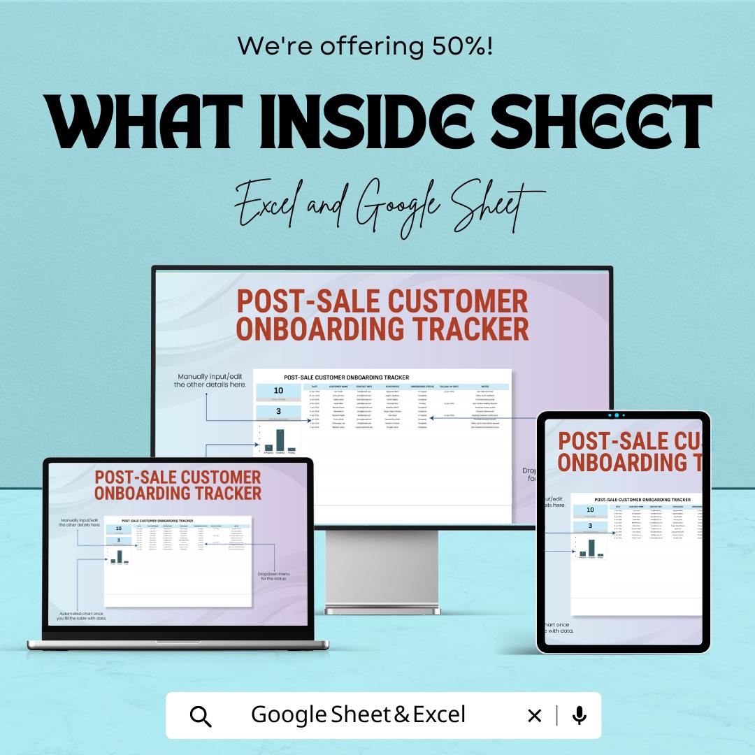 Post-Sale Customer Onboarding Tracker Template | Excel & Google Sheets | Client Onboarding Spreadsheet | Customer Success Tool