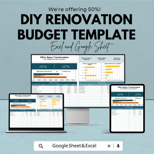 DIY Renovation Budget Template | Home Renovation Budget Spreadsheet | Excel & Google Sheets Remodel Planner | Project Cost Tracker