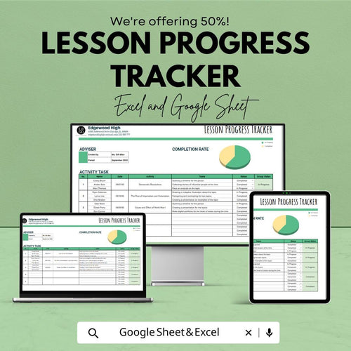 Lesson Progress Tracker, Excel & Google Sheets Template, Student Progress Spreadsheet, Teacher Lesson Planner, Class Activity Tracker