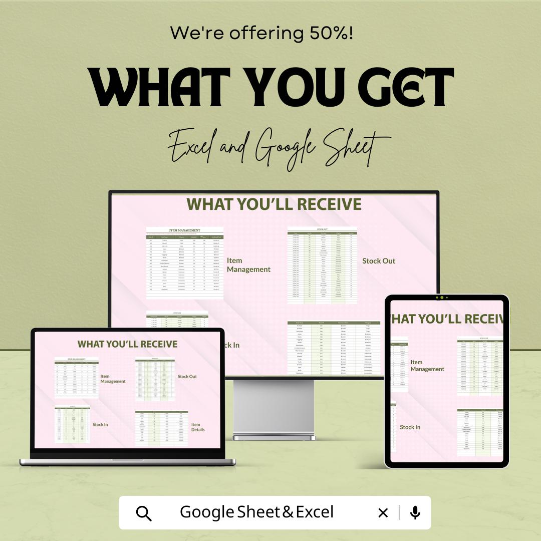 Small Business Stock Template | Inventory Tracker Excel and Google Sheets | Stock Management Spreadsheet | Sales & Inventory Tool