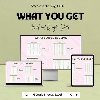 Small Business Stock Template | Inventory Tracker Excel and Google Sheets | Stock Management Spreadsheet | Sales & Inventory Tool