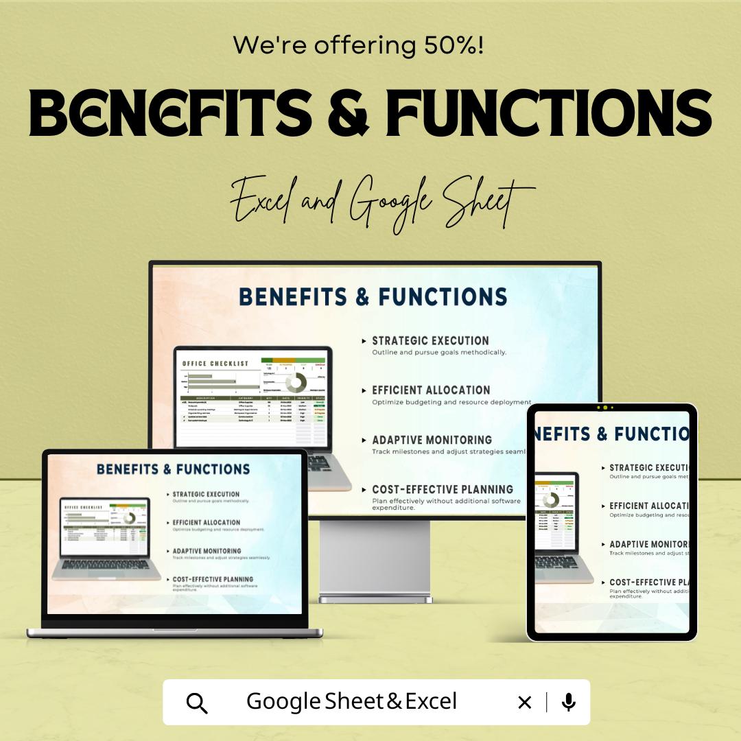 Office Checklist Sheet | Excel and Google Sheets Template | Task Tracker | Business & Admin Organization | Project Management List