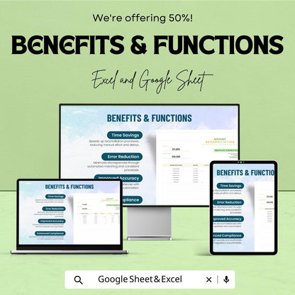 Account Reconciliation System Template | Reconciliation Tracker | Account Matching Tool | Finance Spreadsheet | Transaction Log