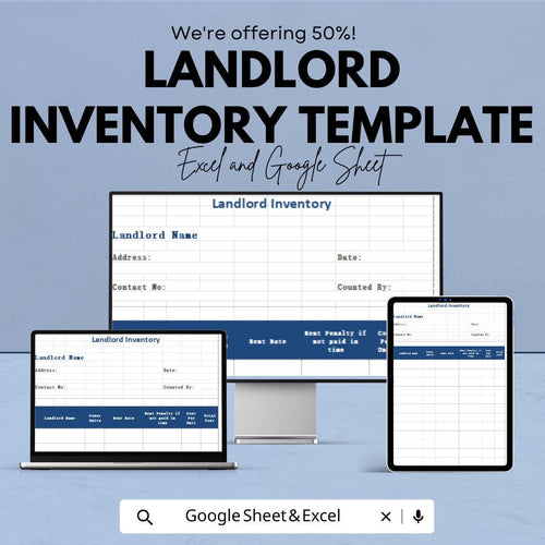 Landlord Inventory Template | Property Inspection Checklist | Rental Move-In Move-Out Inventory Form | Excel & Google Sheets