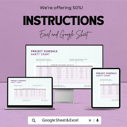 Progress Gantt Chart Template | Project Management Progress Tracker | Task Scheduling and Milestones Tracker | Team Collaboration Tool
