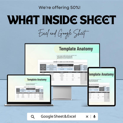 Debit Card Accounting Template | Excel & Google Sheets | Debit Tracking Sheet | Expense Tracker | Budget Template | Finance Tracker